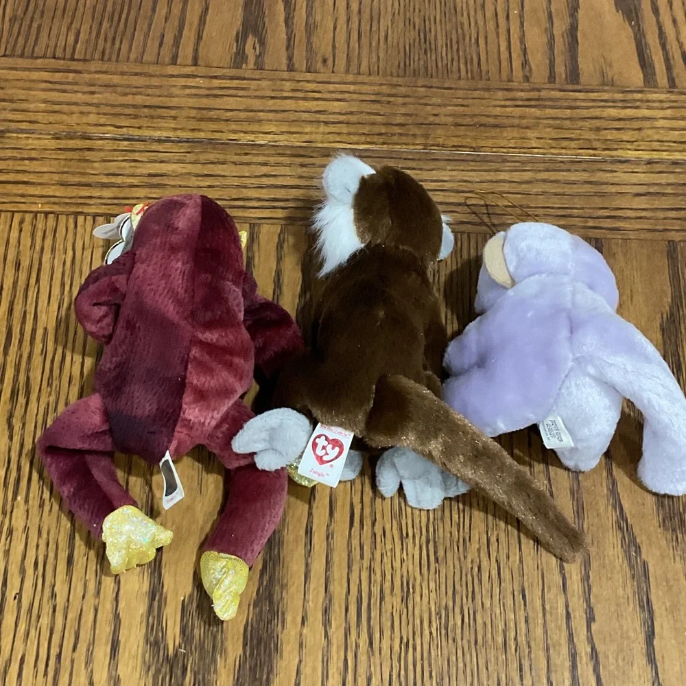 Ty Monkey Beanie Babies: Zodiac Monkey & Jungle + Lavender Rhode Island Ornament